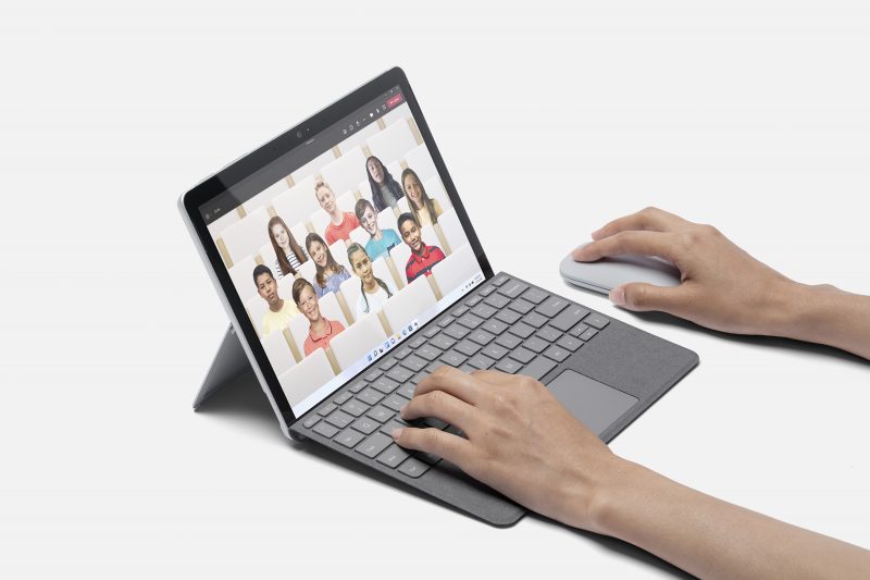 A person using a Surface Go 3 device
