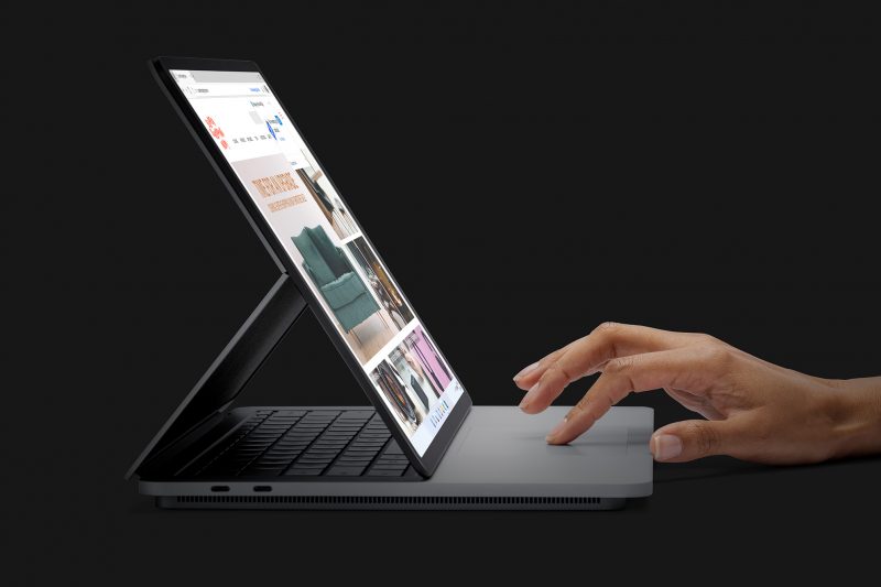 A person using a Surface laptop