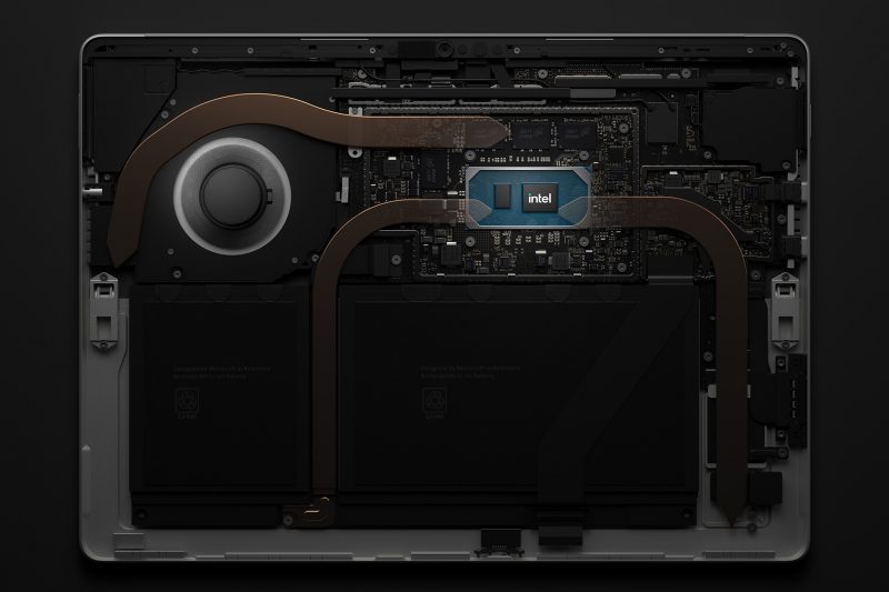 The internal view of a Surface Pro 8 device