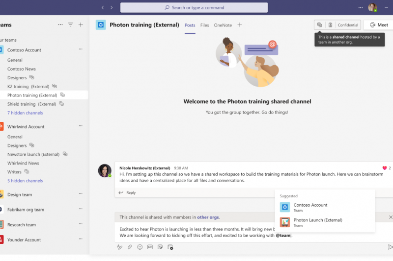 A screenshot of Microsoft Teams Connect shared channels