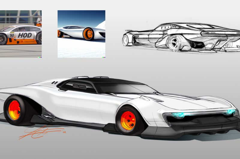 Four concept car designs shown on a grey background.