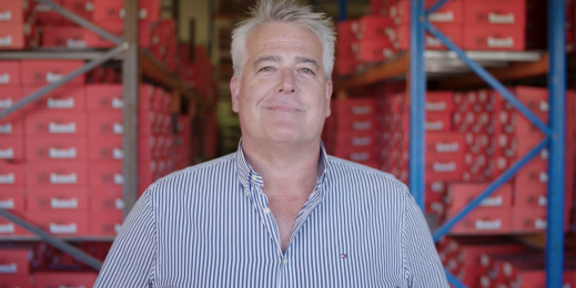 Mark Cloros, CEO Redback Boots in the warehouse.