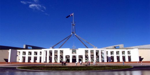 australian parliament house on sunny day