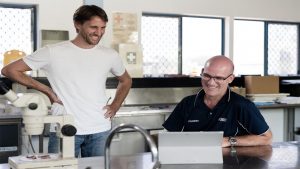 Steve van Bodegraven, Machine Learning Engineer at Microsoft and Dr Shane Penny, Fisheries Research Scientist at NT Fisheries review the identified fish species using the AI solution.