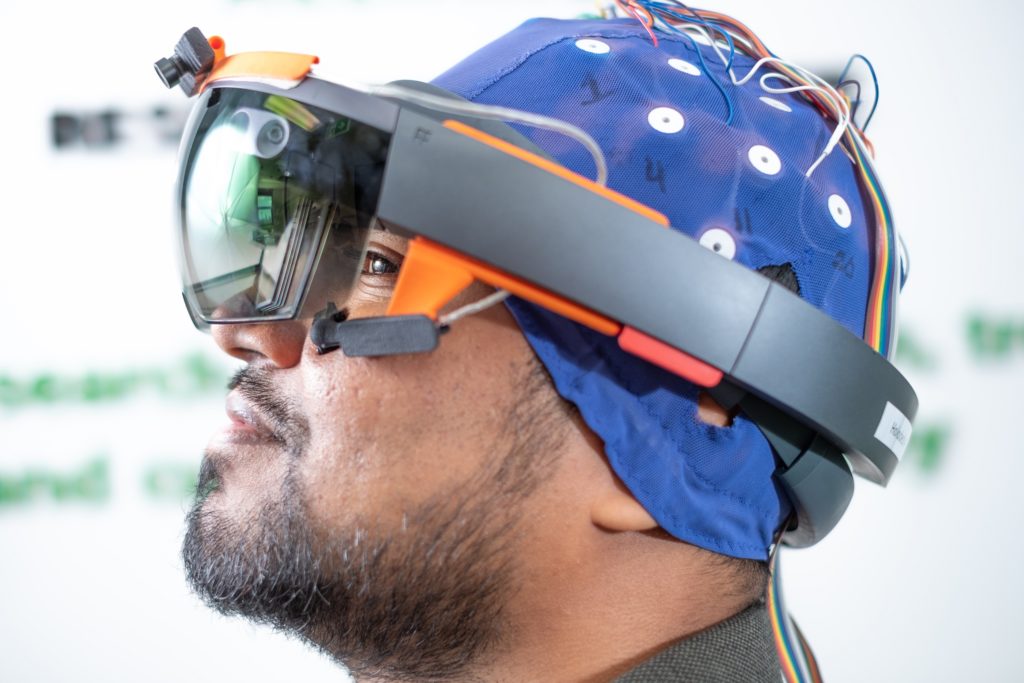 EEG headset with the Microsoft HoloLens.