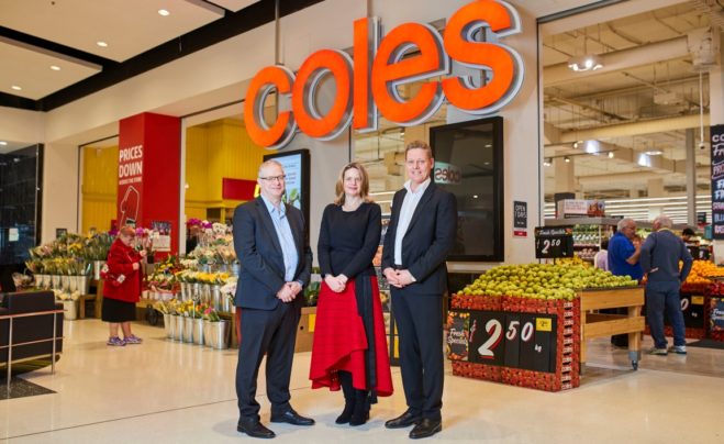 Coles Chief Information and Digital Officer Roger Sniezek; Nikala Busse, General Manager Technology for Store and People Platforms at Coles & Matt Swindells, Coles’ Chief Operations Officer