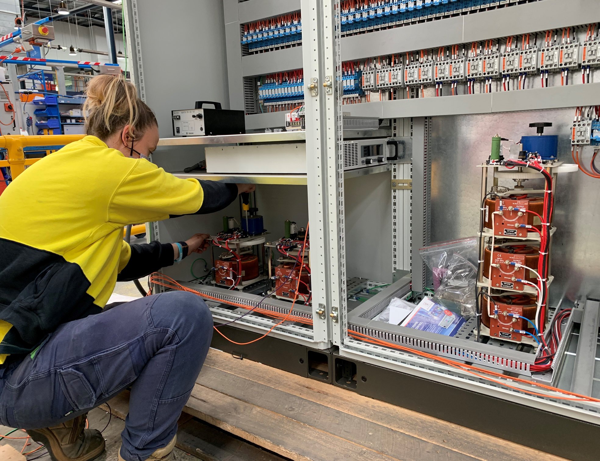Electrical worker using NHP products