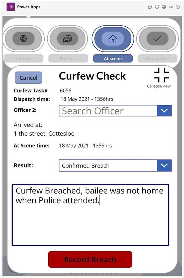 Graphic mockup of the curfew app interface