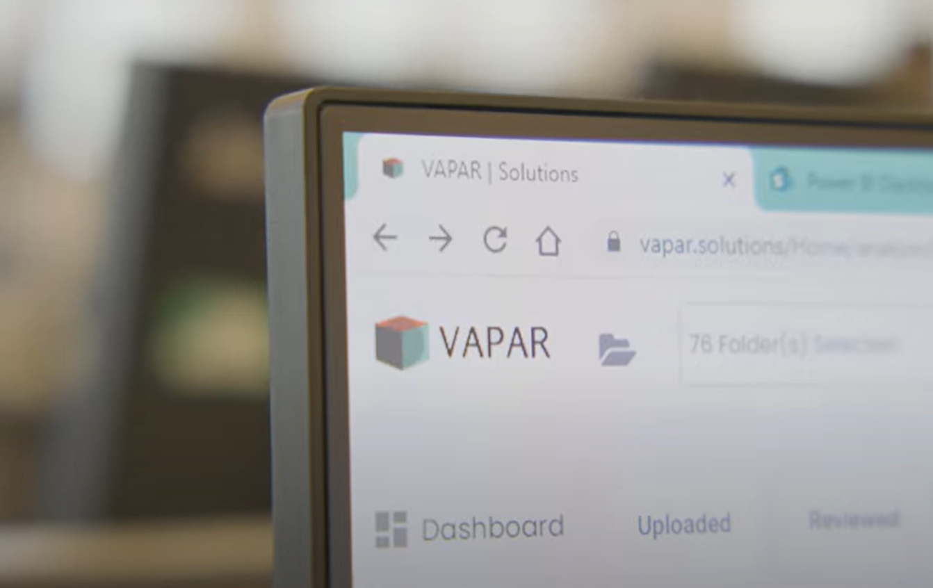 Close up of VAPAR solution on a desktop screen