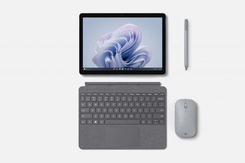 Image render of Surface Go 4 for Business with Surface Pen, type cover, and mouse