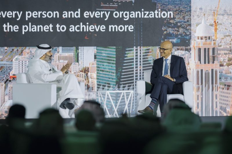 Microsoft Chairman and CEO Satya Nadella hosts a fireside chat with His Excellency Eng. Abdullah Alswaha, Minister of Communications & Information Technology, the Kingdom of Saudi Arabia