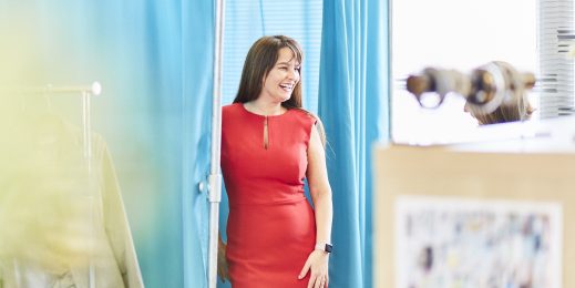 Selina Motlieb, who visited Smart Works, smiles after trying on clothes