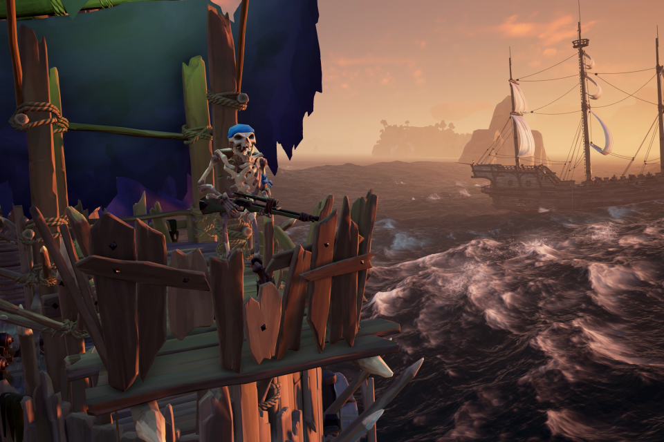 Skeleton sniper on ship in Sea of Thieves