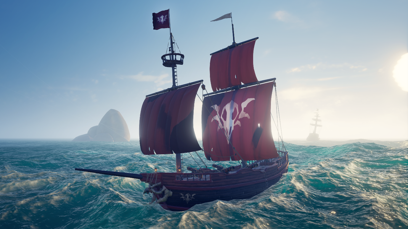A pirate ship in Sea of Thieves