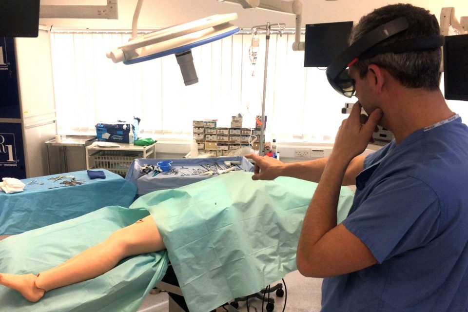 Surgeon at Imperial College London using Hololens