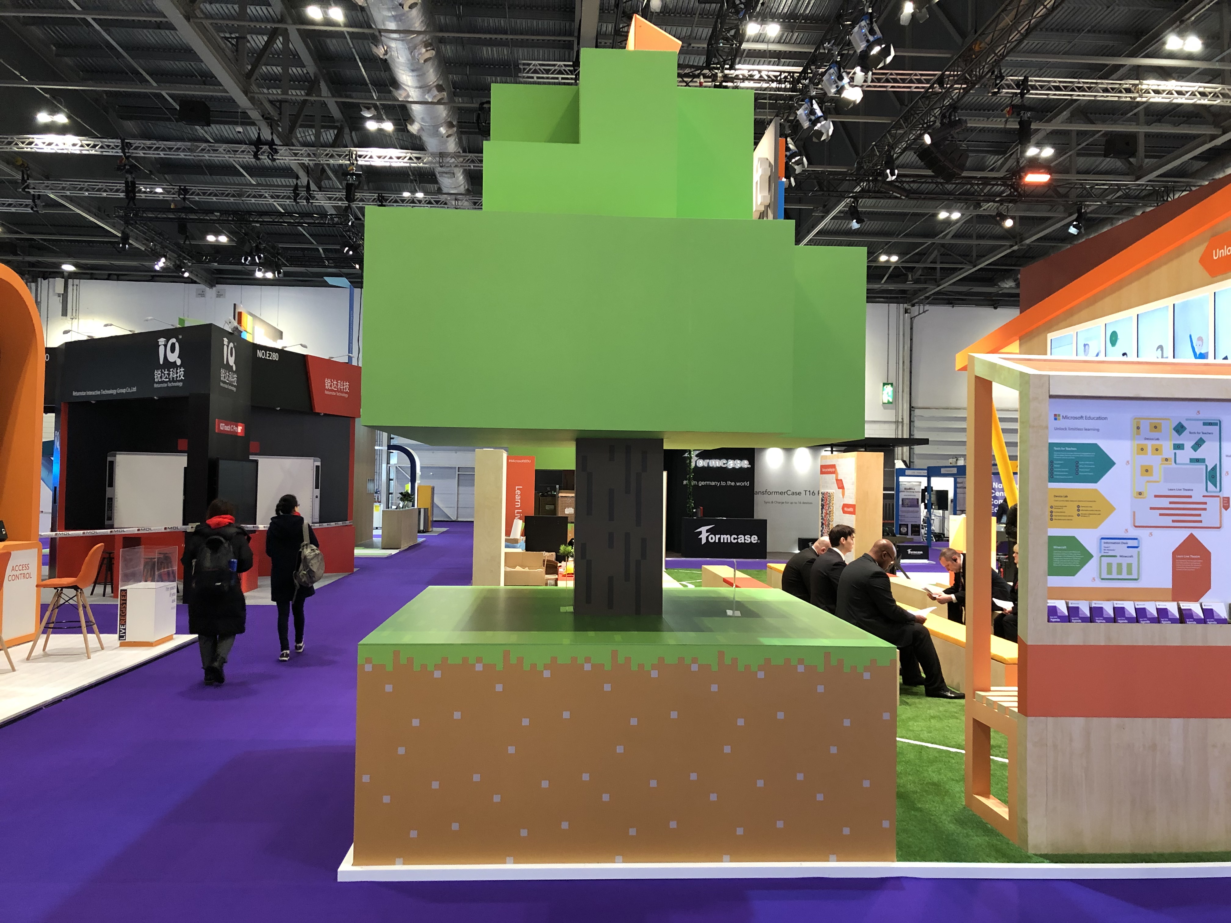 A Minecraft tree on the Microsoft stand