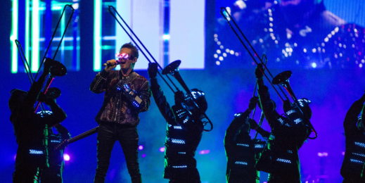 Matt Bellamy, lead singer of Muse, onstage