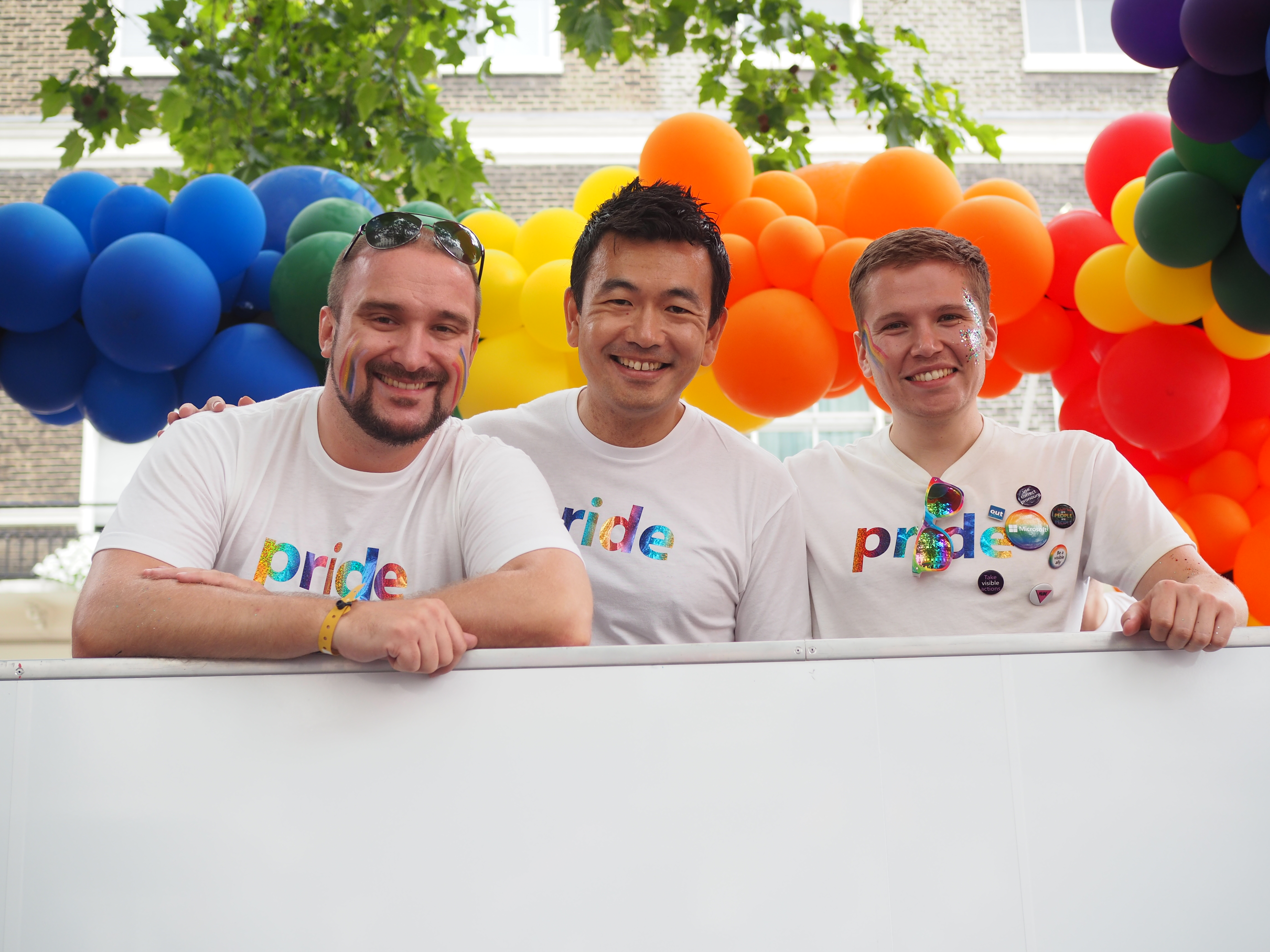 Microsoft staff on the company float at PRIDE