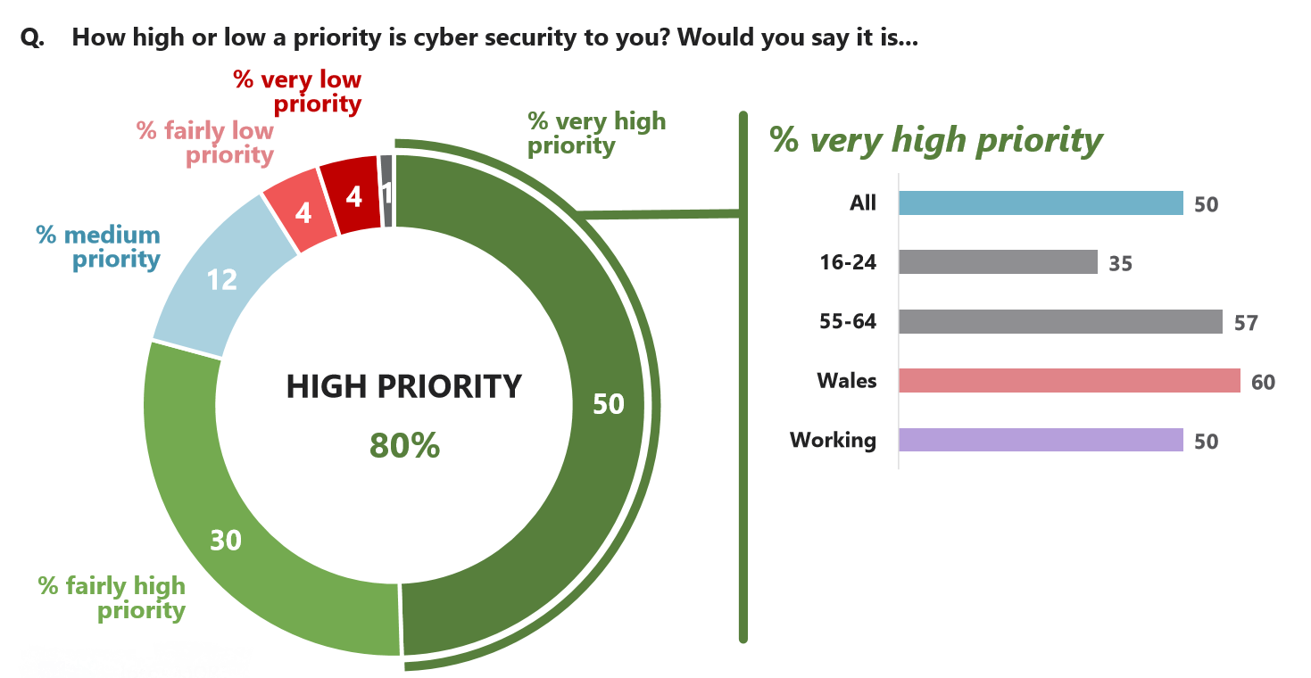 Ipsos Mori chart showing that cybersecurity is a high priority for most people