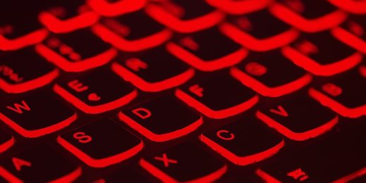 Keyboard keys lit in red