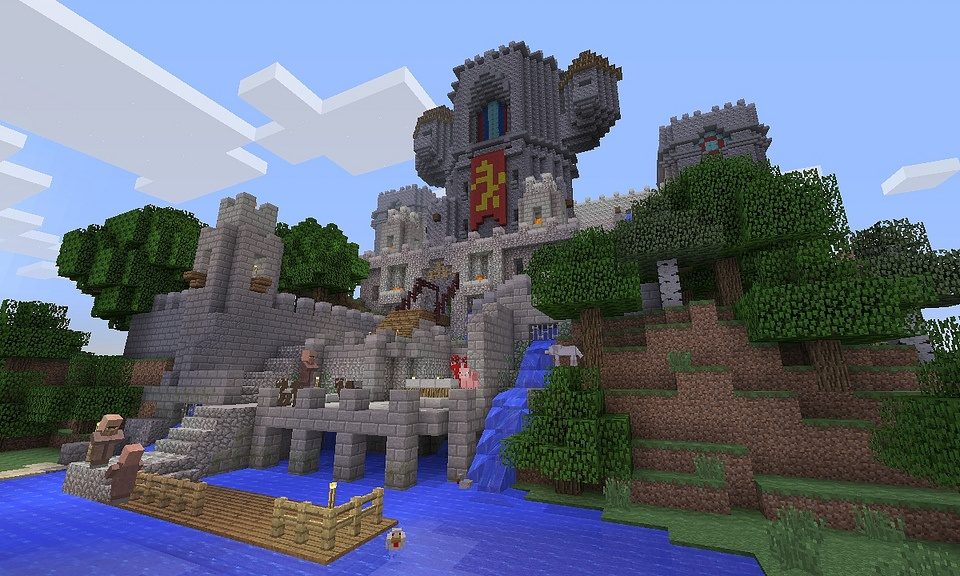A castle in Minecraft