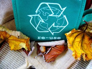 Bag with recycle logo on it