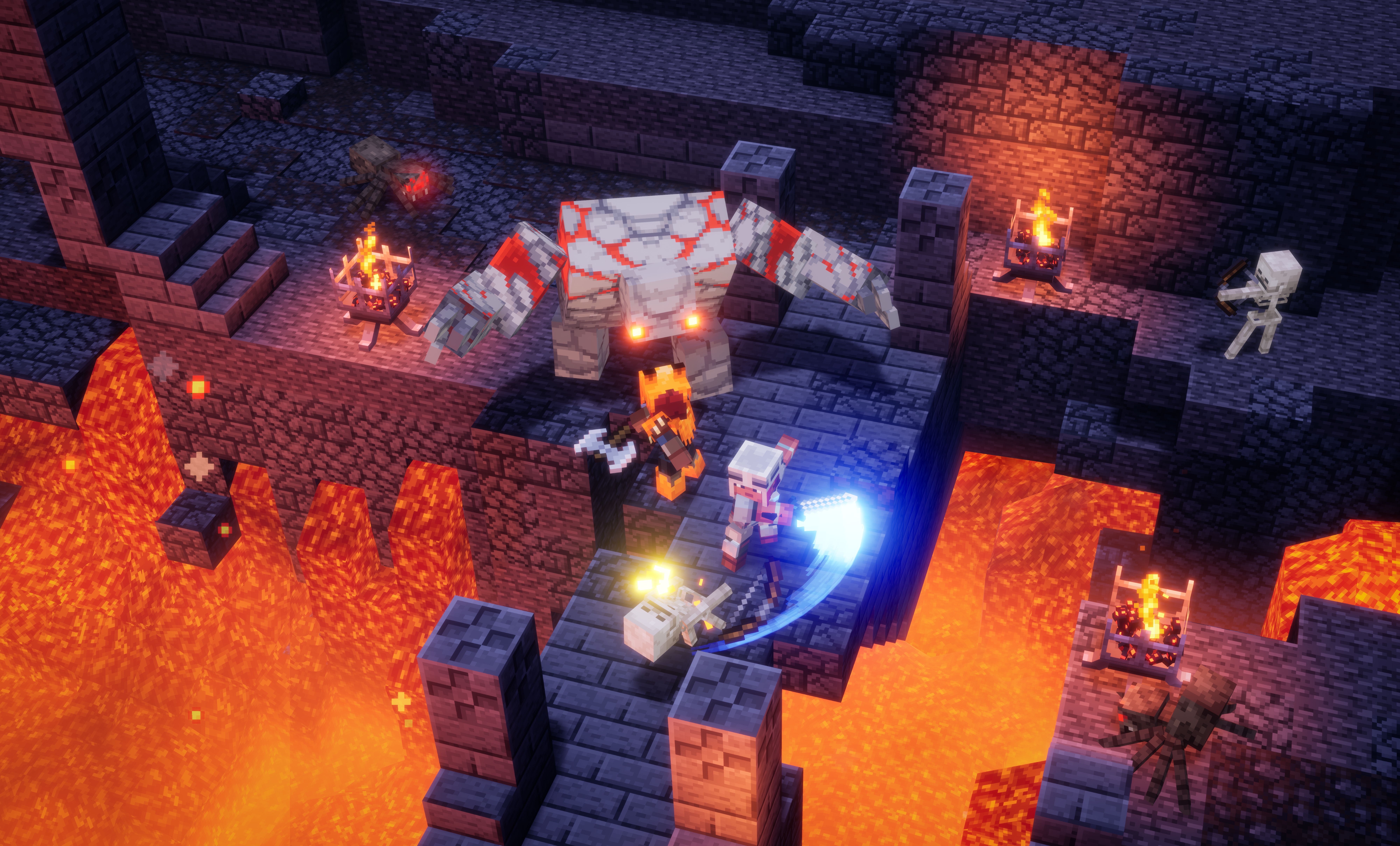 Screenshot of Minecraft Dungeons showing Redstone Golem
