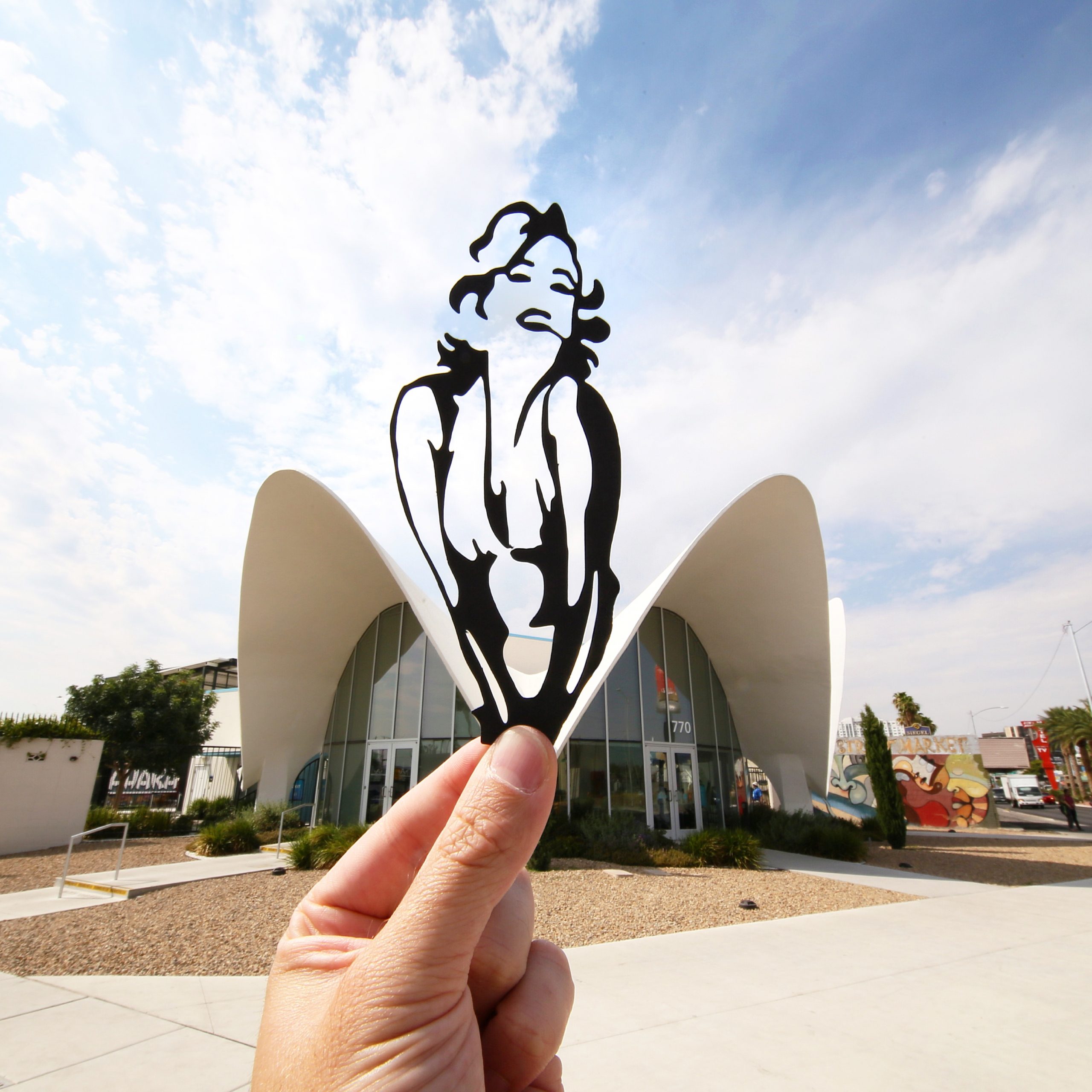 A piece of Paperboyo art featuring a card cut-out of Marilyn Monroe