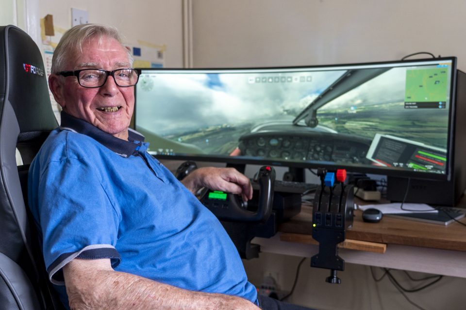 Frank Durrans, 85-year-old ex-serviceman and Flight Sim fan, at his home in Andover