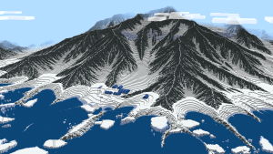 Snow-covered mountain in Minecraft
