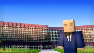 A Minecraft representation of the Mayor of London, Sadiq Khan