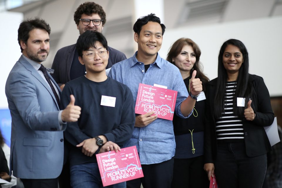 University students celebrate attaining the People's Vote Runner-Up in the 19-24 category of the Design Future London Challenge 2023