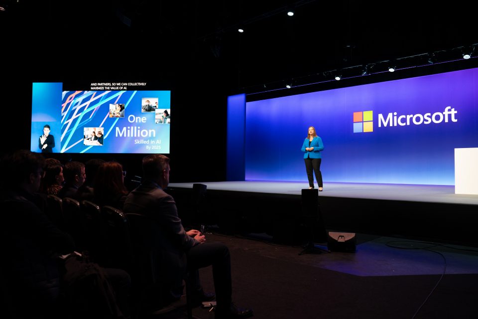 Clare Barclay, CEO of Microsoft UK, onstage at Envision 2023