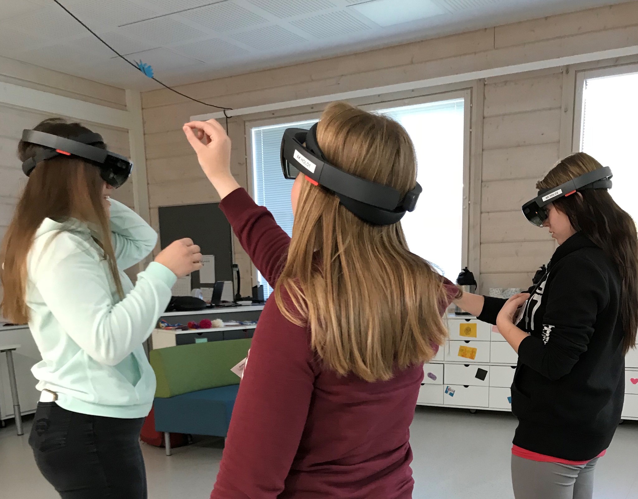 Girls using HoloLens