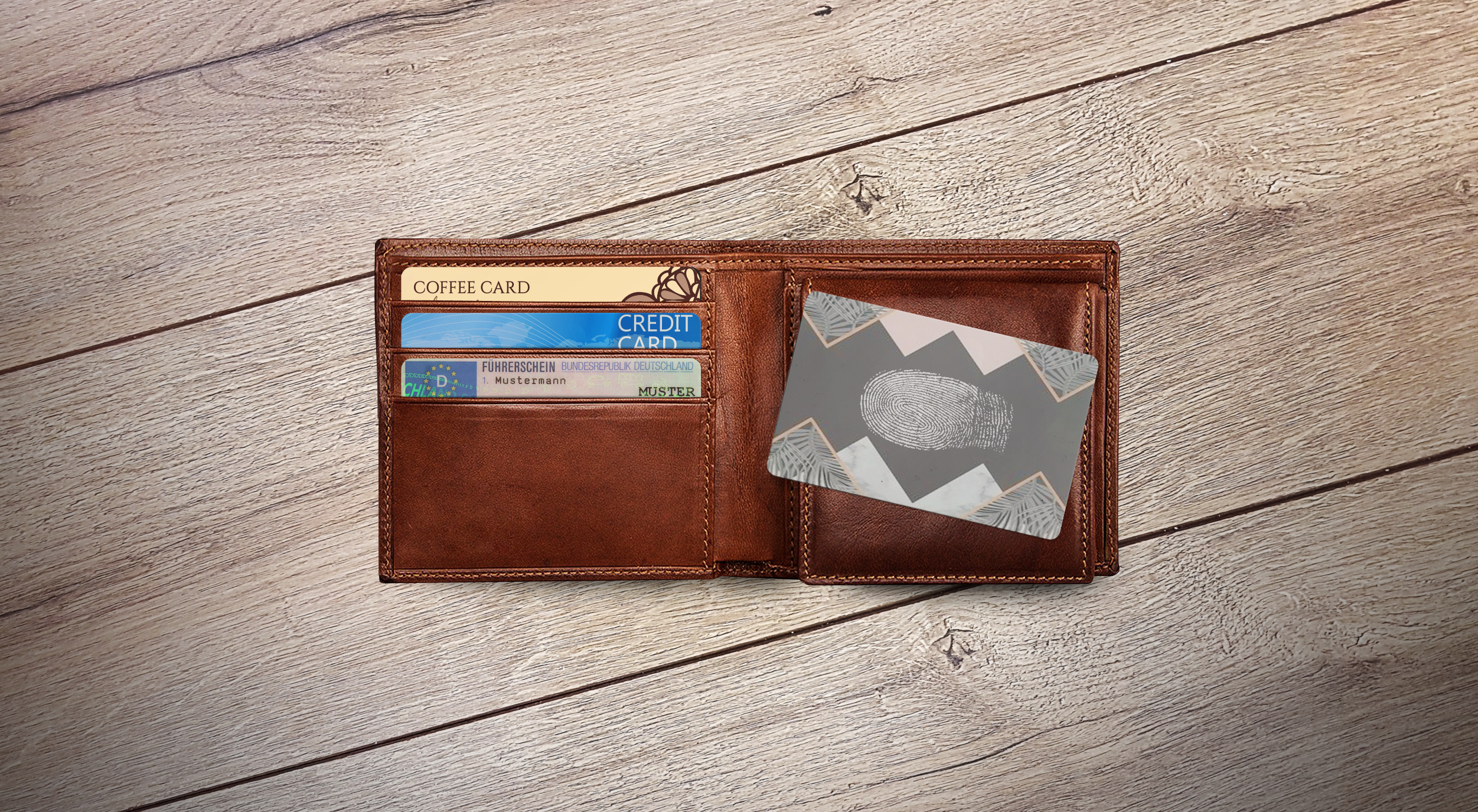 Brown wallet with cards