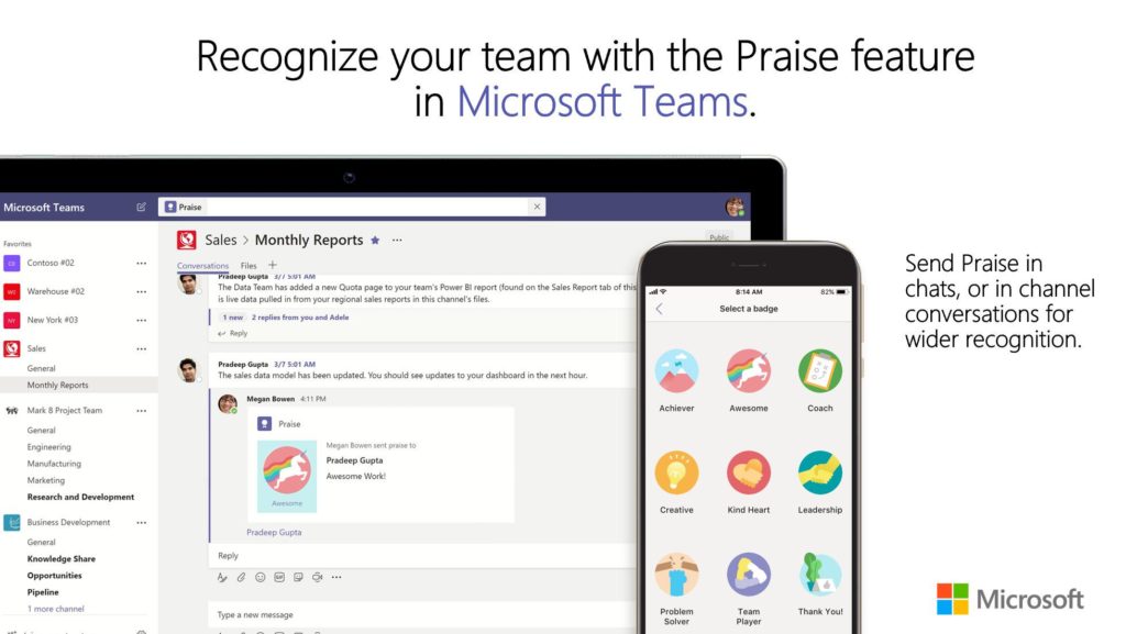 Praise feature in Teams