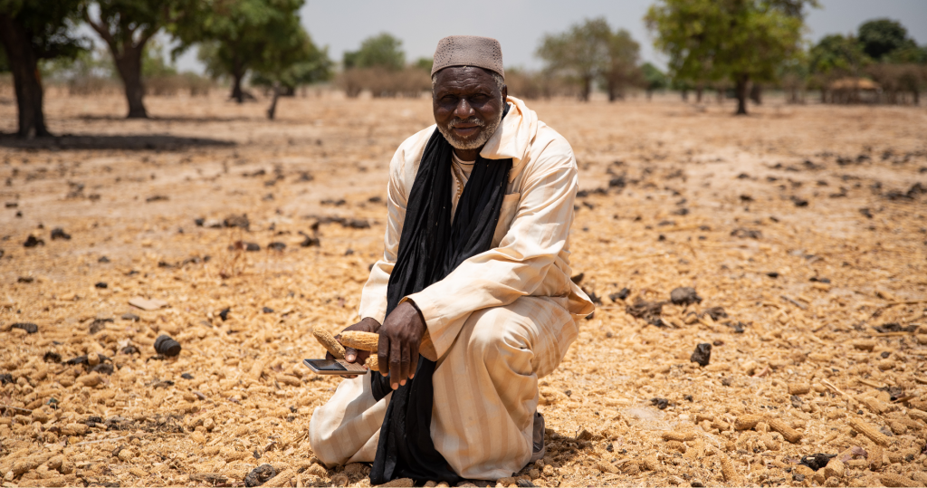 Lassina Doumbia, a farmer in Touréla, shows some of his crops.