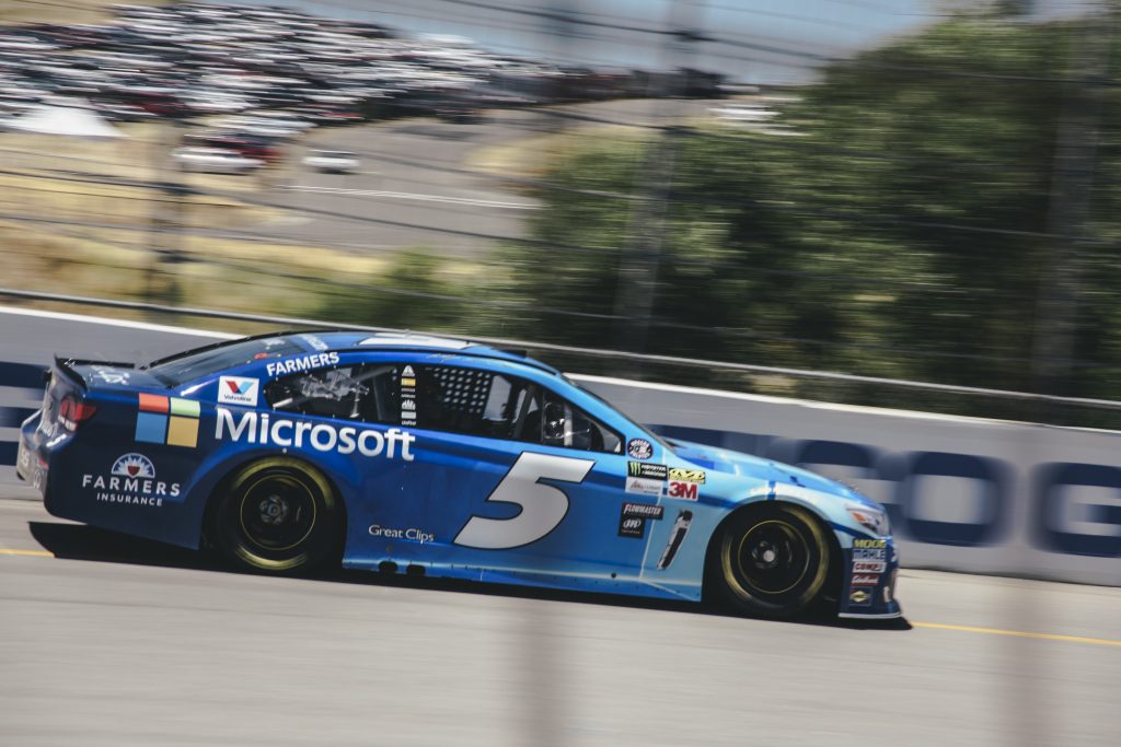 NASCAR driver Kasey Kahne maneuvers the No. 5 car at Sonoma Raceway. (Image by Integrated Talent) 