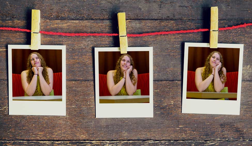 Instant photos of Beth Anne Katz hanging on a clothesline